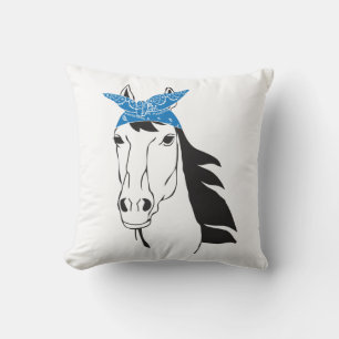 Cute Horse Country Western Cowgirl Farm Equestrian Throw Pillow
