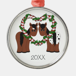 Cute Horse Couple Christmas Ornament