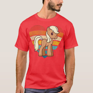 Cute Horse Design Retro Heart Shape Vintage T-Shirt