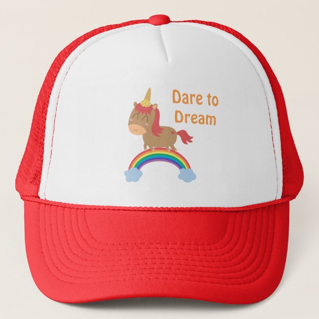 Cute Horse Dreams to be Unicorn Humour Trucker Hat (Front)