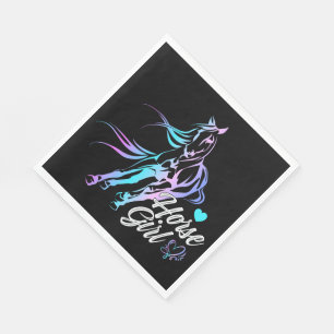Cute Horse Equestrian Black Western Party Napkin