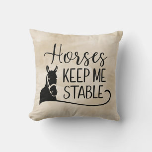 Cute Horse Equestrian Pony Western Tan Brown Throw Pillow