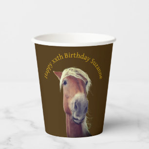 Cute Horse Face Personalized Birthday Party Paper Cups
