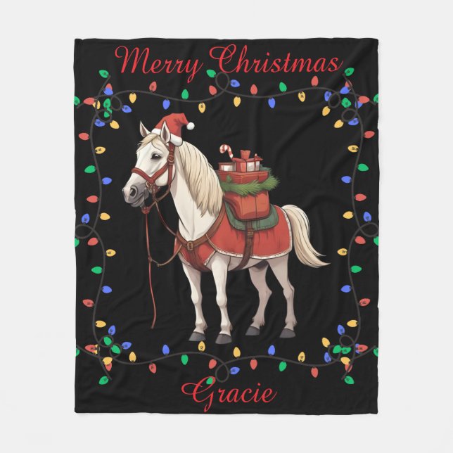 Cute Horse Fleece Blanket (Front)