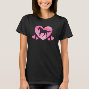 Cute Horse Horseback Riding Pink Horse Heart T-Shirt