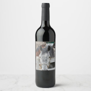 Cute Horse in a Barn Wine Label