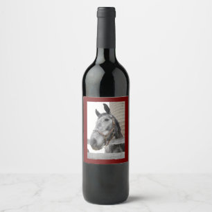 Cute Horse in front of a Silo Wine Label