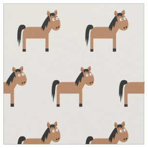 Cute Horse Kid Baby Nursery White Fabric