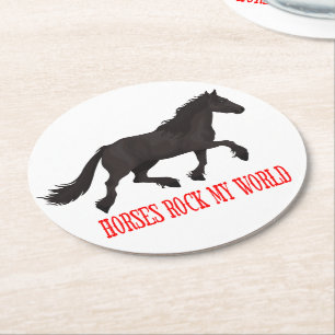 Cute Horse Lover Country Western Farm Equestrian Round Paper Coaster