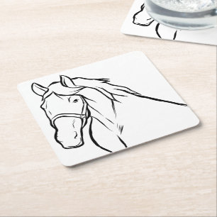 Cute Horse Lover Country Western Farm  Equestrian Square Paper Coaster