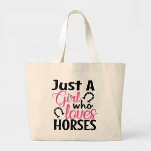 Cute Horse Lover Equestrian Pony Western Cowgirl Large Tote Bag