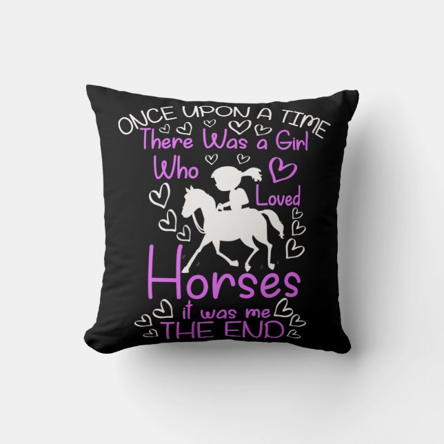 Cute Horse lover Girl Riding Cowgirl Throw Pillow (Front)