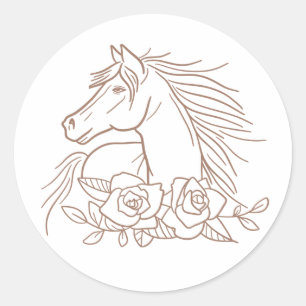 Cute Horse Lover Horses Pony Equestrian Western Classic Round Sticker