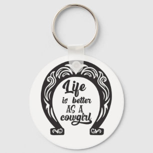 Cute Horse Lover Western Rodeo Horseshoe Cowgirl Keychain