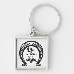 Cute Horse Lover Western Rodeo Horseshoe Cowgirl Keychain