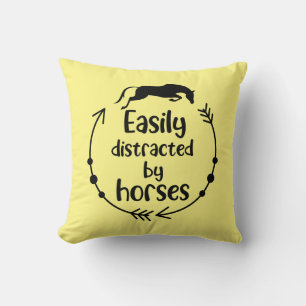 Cute Horse Lover Yellow Western Equestrian Throw Pillow