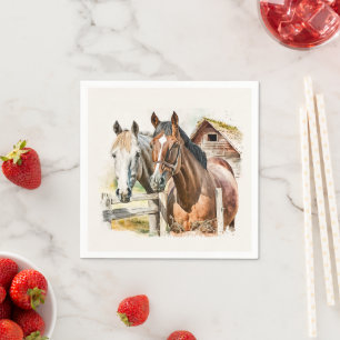 Cute horse lovers party napkin