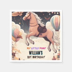 cute horse my little pony first 1st birthday napkin