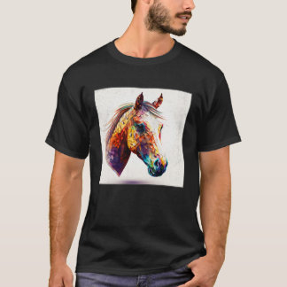 Cute Horse Paint Splatter Colorful Watercolor Wome T-Shirt