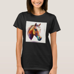 Cute Horse Paint Splatter Colorful Watercolor Wome T-Shirt
