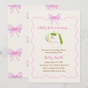Cute Horse Pink Bow Personalized Girl Baby Shower  Invitation