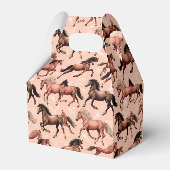Cute Horse Pink Seamless Favor Box (Front Side)