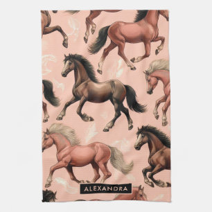 Cute Horse Pink Seamless Kitchen Towel