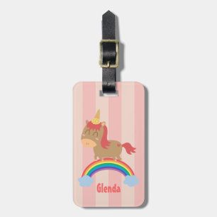 Cute Horse Pretends to Be Unicorn Luggage Tag