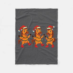 Cute Horse Santa Hat Dancing Lights Christmas Danc Fleece Blanket