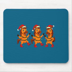 Cute Horse Santa Hat Dancing Lights Christmas Danc Mouse Pad