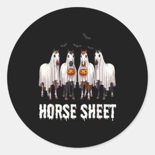 Cute horse sheet ghost halloween costume spooky classic round sticker