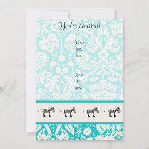 Cute Horse; Teal Invitation