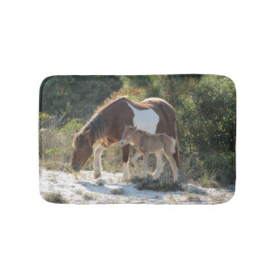 Cute Horse with Foal Photograph Bath Mat
