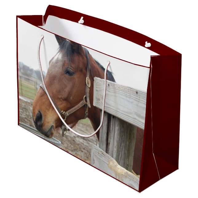 Cute Horses on a Farm Large Gift Bag (Back Angled)
