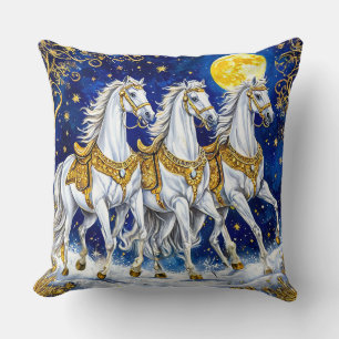 Cute Horses Throw Pillow