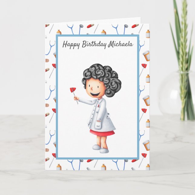 Cute Hospital Pattern Nurse Birthday Card (Front)