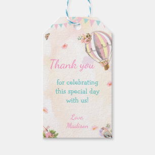 Cute Hot Air Balloon 1st Watercolor Birthday RSVP Gift Tags