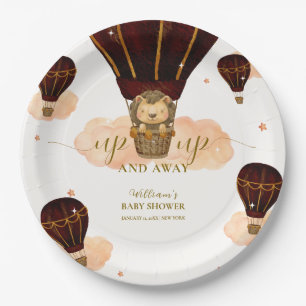 Cute Hot Air Balloon Jungle Lion Boy Baby Shower Paper Plate