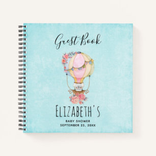 Cute Hot Air Balloon Watercolor Shower Guest Book