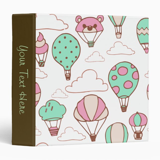 Cute Hot Air Balloons Pattern Binder (Front/Spine)