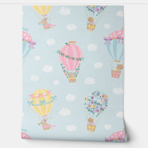 Cute Hot Air Balloons with animals, bows & flowers