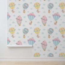 Cute Hot Air Balloons with animals, bows & flowers