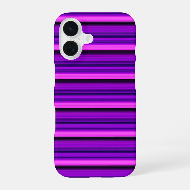 Cute hot black purple stripes iPhone 16 case (Back)