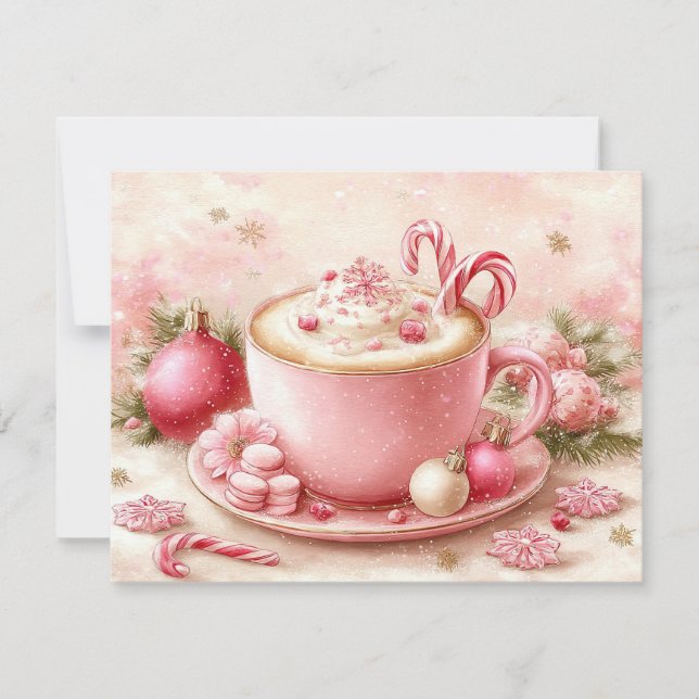 Cute hot chocolate cup  holiday card (Front)