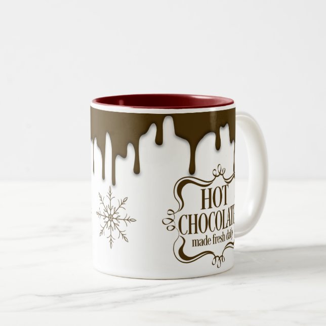 Cute Hot Chocolate Drip Two-Tone Coffee Mug (Front Right)