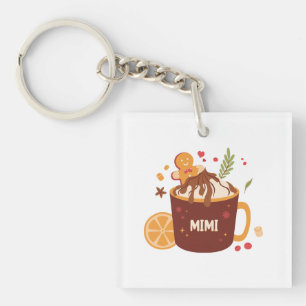Cute Hot Chocolate with Gingerbread Keychain