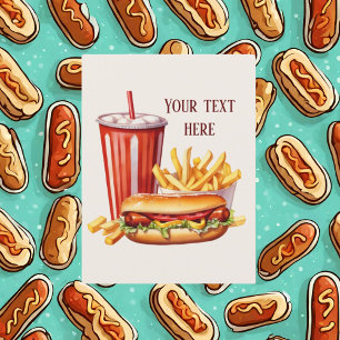 Cute hot dog add text postcard