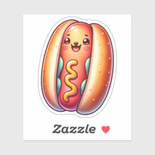 Cute Hot Dog Custom-Cut Vinyl Stickers