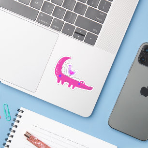 Cute Hot Pink Alligator and Seagull Laptop