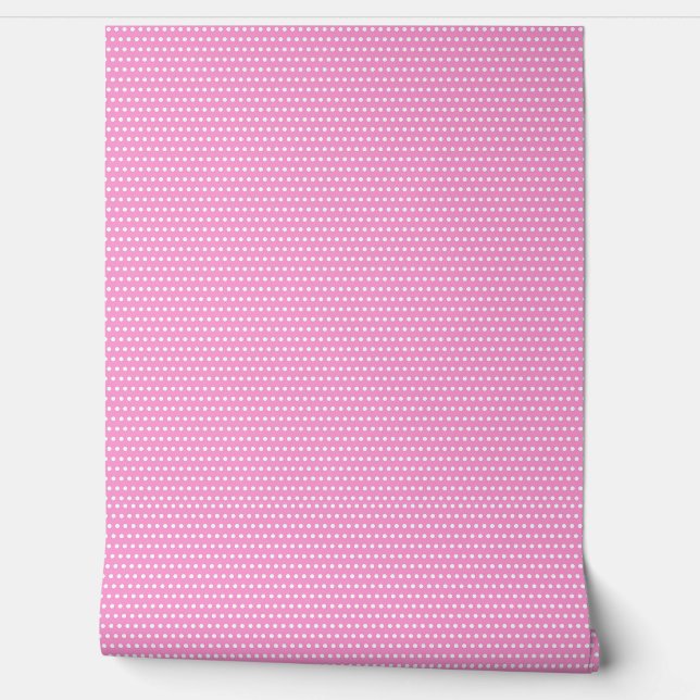 Cute Hot Pink and White Polkadots Pattern Wallpaper (Unrolling)
